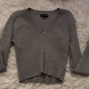 Ambiance Charcoal V-Neck Ribbed Sweater